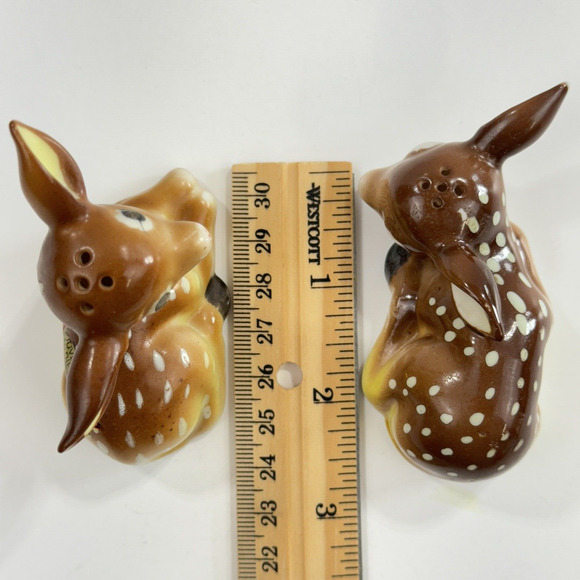 Vintage Spotted Fawn Salt & Pepper Shakers Occupied Japan Baby Deer San Diego - Picture 13 of 14